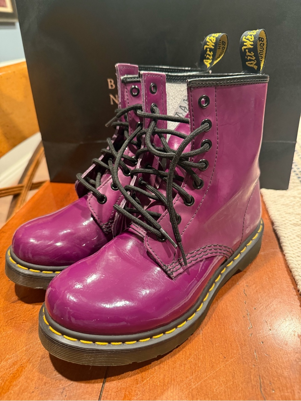 Dr. Martens Women's Glossy Plum 8-Eye Lace-Up Boots